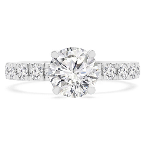 1 7/8 CTW Round Diamond 4-Prong Solitaire with Accents Engagement Ring in 14K White Gold (MD220084)