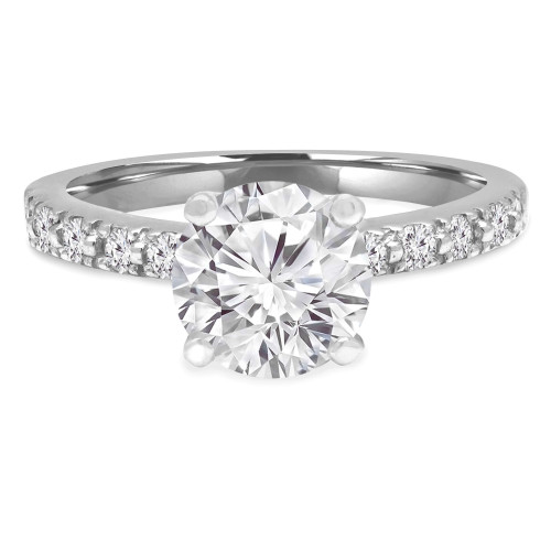 2/3 CTW Round Diamond High Set Solitaire with Accents Engagement Ring in 14K White Gold (MD220088)