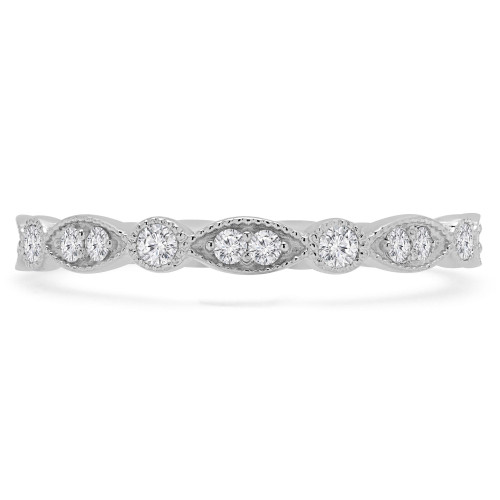 1/5 CTW Round Diamond 3/4 Way Semi-Eternity Anniversary Wedding Band Ring in 14K White Gold (MD220164)