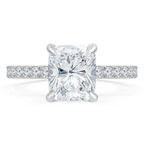 1 2/3 CTW Cushion Diamond Solitaire with Accents Engagement Ring in 14K White Gold (MD220200)