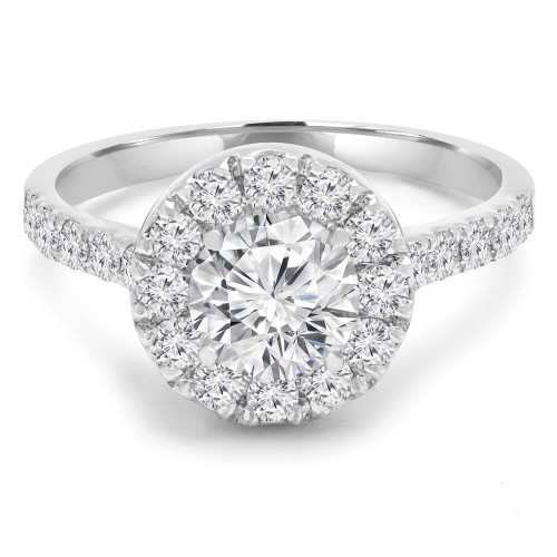 1 7/8 CTW Round Diamond Halo Engagement Ring in 14K White Gold with Accents (MD220242)
