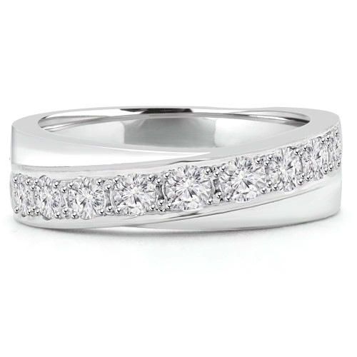 3/5 CTW Round Diamond Semi-Eternity Anniversary Wedding Band Ring in 14K White Gold (MD220274)