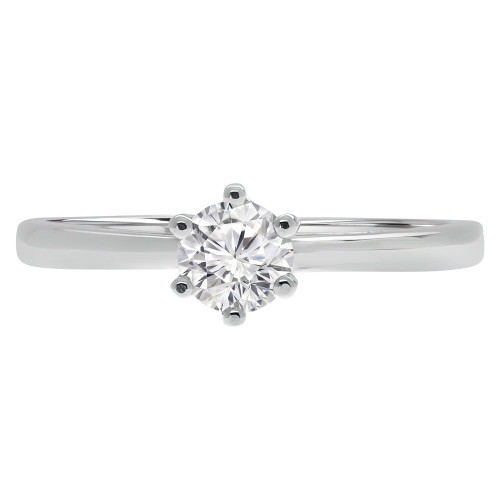 1/2 CT Round Diamond 6-Prong Catheral Tapered Solitaire Engagement Ring in 14K White Gold (MD220303)