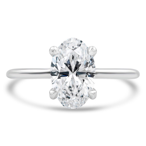 1 CT Oval Diamond 4-Prong Cathedral Solitaire Engagement Ring in 14K White Gold (MD220309)