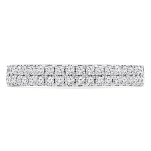 2/3 CTW Round Diamond Two-row 3/4 Way Semi-Eternity Anniversary Wedding Band Ring in 14K White Gold (MD220399)