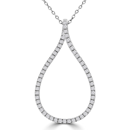 1/2 CTW Round Diamond Fancy Pendant Necklace in 14K White Gold (MD220406)