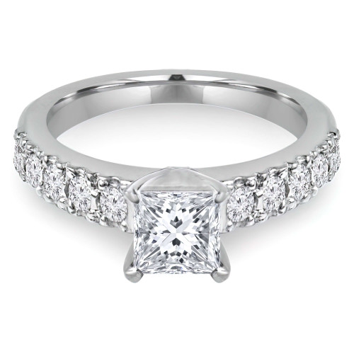 1 2/5 CTW Princess Diamond Solitaire with Accents Engagement Ring in 14K White Gold (MD220411)
