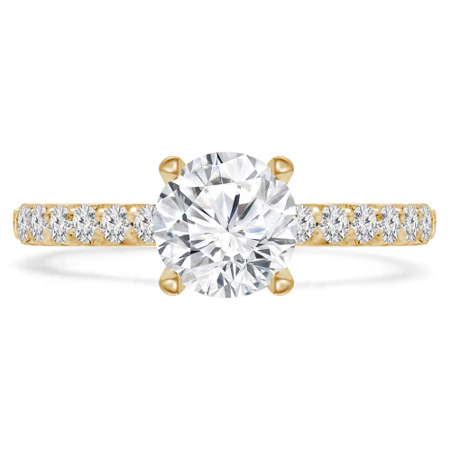 1 CTW Round Diamond Solitaire with Accents Engagement Ring in 14K Yellow Gold (MD220452)