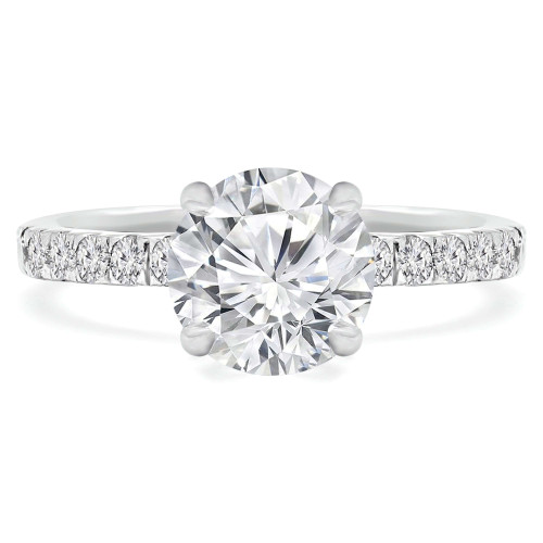 2 1/2 CTW Round Diamond Solitaire with Accents Engagement Ring in 14K White Gold (MD220455)
