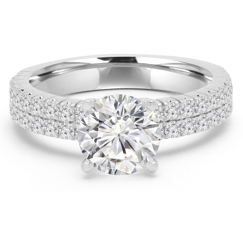 2 1/10 CTW Round Diamond Two-Row Solitaire with Accents Engagement Ring in 14K White Gold (MD220458)
