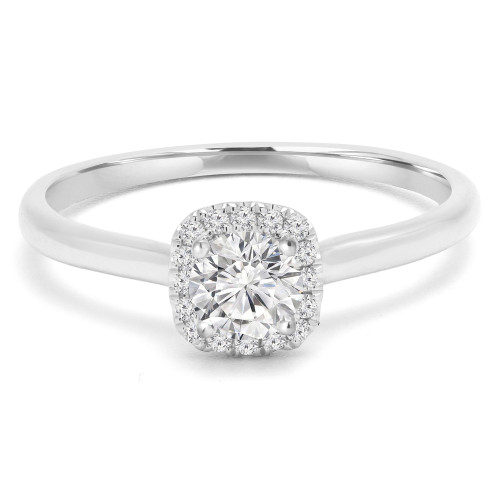 1/3 CTW Round Diamond Cushion Halo Engagement Ring in 14K White Gold (MD230006)