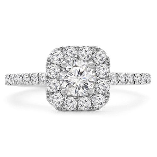 4/5 CTW Round Diamond Cushion Halo Engagement Ring in 14K White Gold with Accents (MD230029)