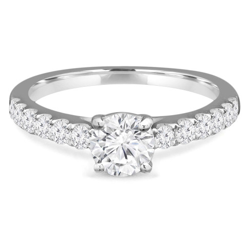 3/4 CTW Round Diamond Solitaire with Accents Engagement Ring in 14K White Gold (MD230038)