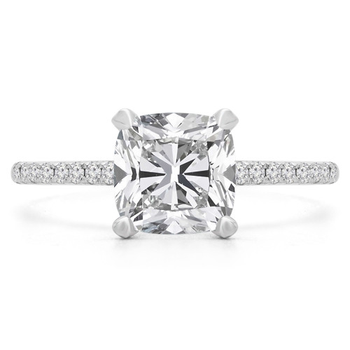 1 5/8 CTW Cushion Diamond Solitaire with Accents Engagement Ring in 14K White Gold (MD230044)