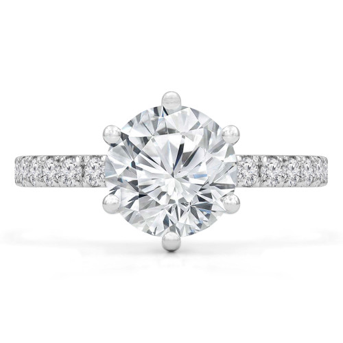 1 4/5 CTW Round Diamond Hidden Halo 6-Prong Solitaire with Accents Engagement Ring in 14K White Gold (MD230081)