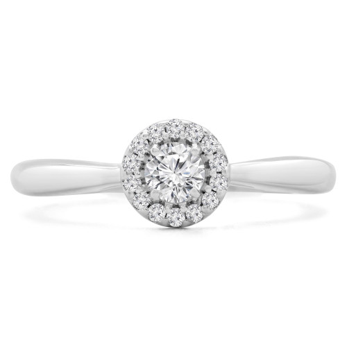 3/8 CTW Round Diamond Tappered Open Bridge Halo Engagement Ring in 14K White Gold (MD230090)