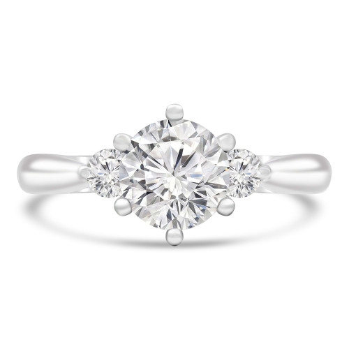 1 1/3 CTW Round Diamond 6-Prong White & Rose Gold Tappered Three-Stone Engagement Ring in 18K Two-Tone Gold (MD230134)