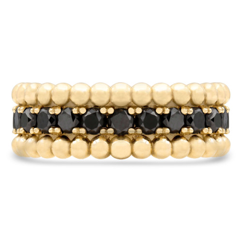 2 1/2 CTW Round Black Diamond Ball Patterned Full Eternity Anniversary Wedding Band Ring in 14K Yellow Gold (Size 9 ONLY) (MD230135)