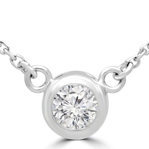 1/4 CT Round Diamond Bezel Set Necklace in 14K White Gold (MD230200)