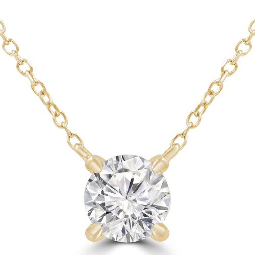 1/2 CT Round Diamond 4-Prong Necklace in 14K Yellow Gold (MD230207)
