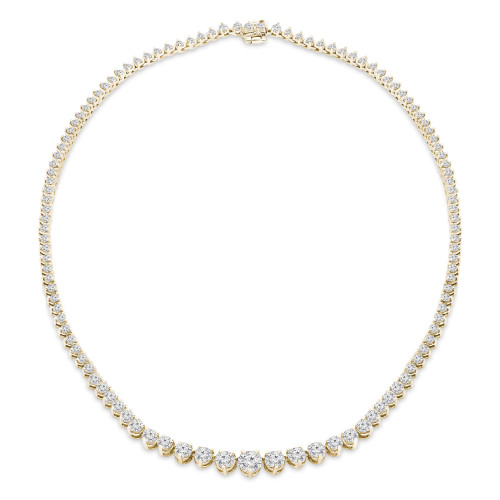 16 3/5 CTW Round Diamond Graduated Tennis Necklace in 14K Yellow Gold (MD230222)