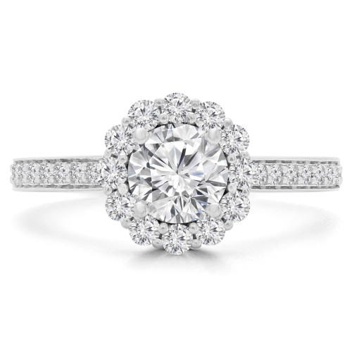 9/10 CTW Round Diamond Cathedral Open Bridge Halo Engagement Ring in 14K White Gold (MD230239)