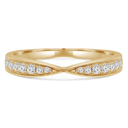 1/7 CTW Round Diamond Pinched Semi-Eternity Anniversary Wedding Band Ring in 14K Yellow Gold (MD230307)