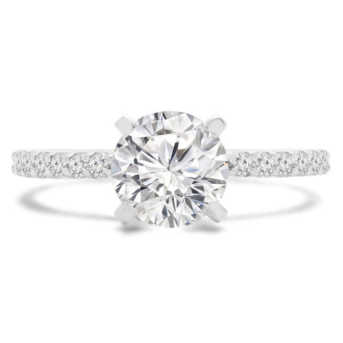 7/8 CTW Round Diamond Solitaire with Accents Engagement Ring in 14K White Gold (MD240072)