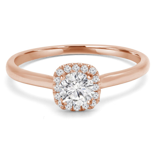 1/3 CTW Round Diamond Cushion Halo Engagement Ring in 14K Rose Gold (MD240075)