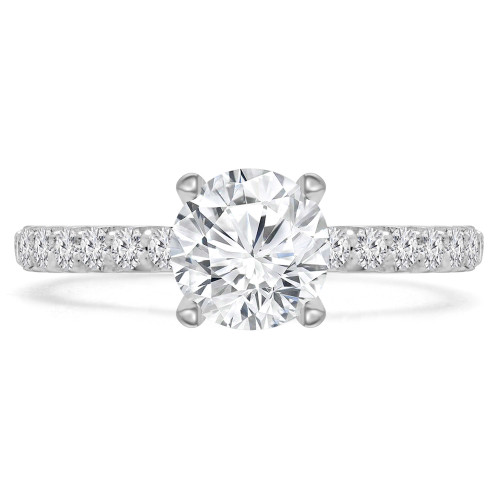 1 CTW Round Diamond Shared-prong Solitaire with Accents Engagement Ring in 14K White Gold (MD240088)