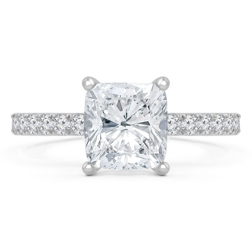 1 7/8 CTW Cushion Diamond Solitaire with Accents Engagement Ring in 14K White Gold (MD240125)
