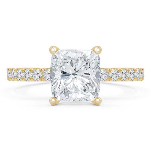 2 3/8 CTW Cushion Diamond Solitaire with Accents Engagement Ring in 14K Yellow Gold (MD240126)
