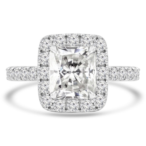 3 CTW Radiant Diamond Radiant Halo Engagement Ring in 14K White Gold with Accents (MD240132)