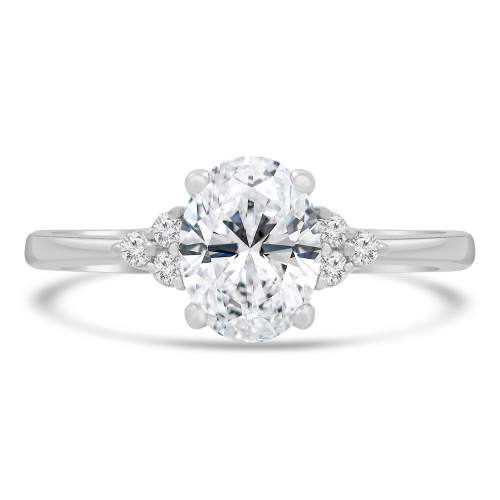 1 1/10 CTW Oval Diamond Solitaire with Accents Engagement Ring in 14K White Gold (MD240136)