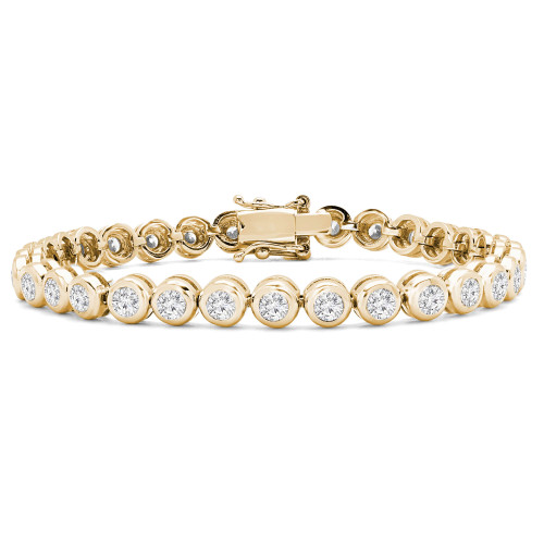 2 1/2 CTW Round Lab Created Diamond  Bezel Set Tennis Bracelet in 14K Yellow Gold (MD240286)