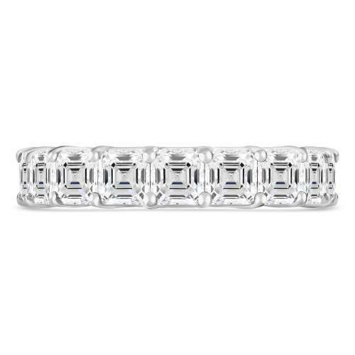 6 3/5 CTW Asscher Lab Created Diamond  Full Eternity Anniversary Wedding Band Ring in 14K White Gold *Size 7 Only* (MD240320)