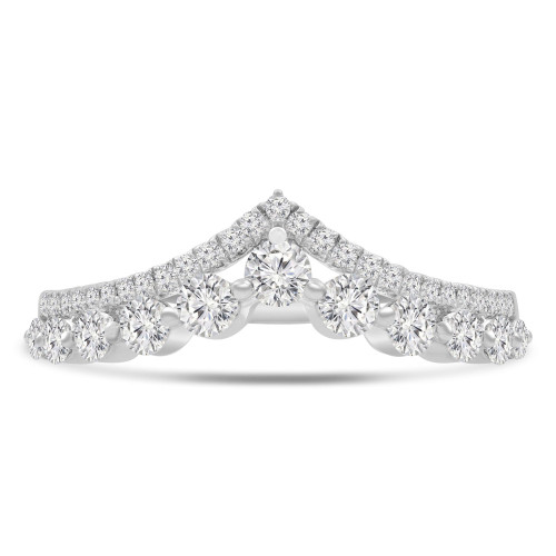 1/2 CTW Round Diamond Tiara Semi-Eternity Anniversary Wedding Band Ring in 14K White Gold (MD240427)