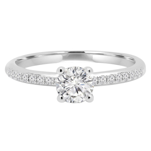 3/5 CTW Round Diamond Solitaire with Accents Engagement Ring in 14K White Gold (MD240440)