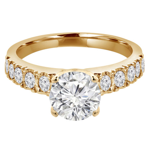 1 1/2 CTW Round Lab Created Diamond  Solitaire with Accents Engagement Ring in 14K Yellow Gold (MD240458)