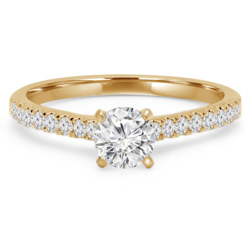 5/8 CTW Round Lab Created Diamond  Solitaire with Accents Engagement Ring in 14K Yellow Gold (MD240464)