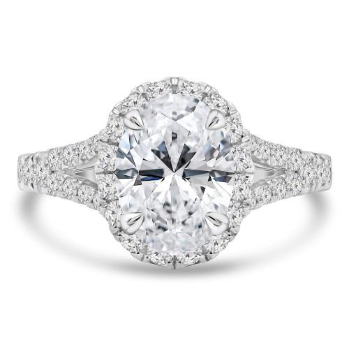 2 5/8 CTW Oval Lab Created Diamond  Split-shank Halo Engagement Ring in 18K White Gold (MD250003)