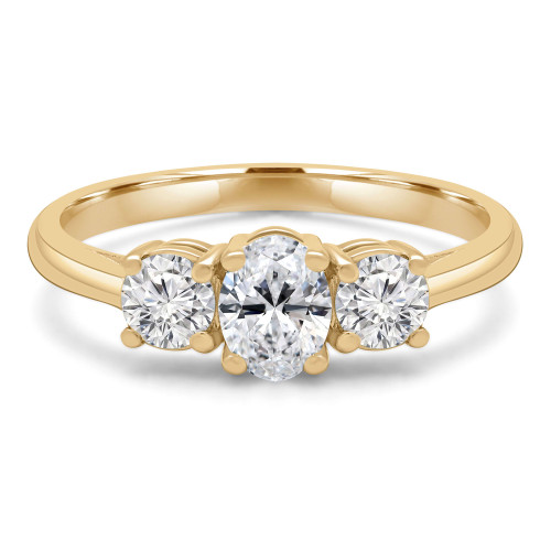 1 1/3 CTW Oval Lab Created Diamond  Three-Stone Engagement Ring in 14K Yellow Gold (MD250016)