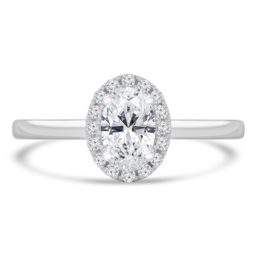 3/5 CTW Oval Lab Created Diamond  Oval Halo Engagement Ring in 14K White Gold (MD250025)