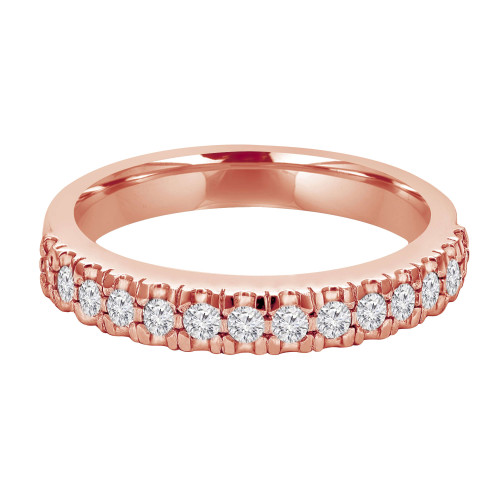 1/4 CTW Round Lab Created Diamond  Semi-Eternity Anniversary Wedding Band Ring in 14K Rose Gold (MD250046)