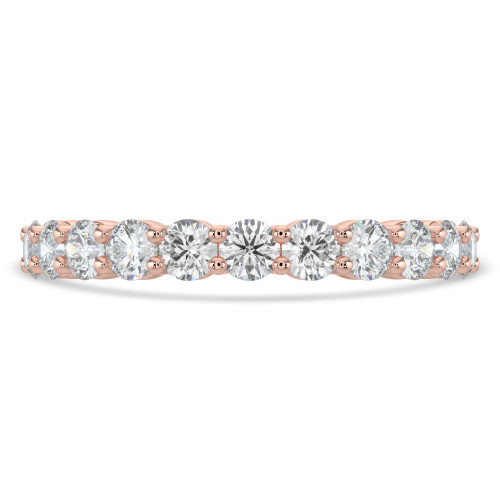 1 1/8 CTW Round Lab Created Diamond  3/4 Way Shared Prong Semi-Eternity Anniversary Wedding Band Ring in 14K Rose Gold (MD250047)