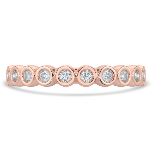 2/5 CTW Round Lab Created Diamond  Bezel Set Semi-Eternity Anniversary Wedding Band Ring in 14K Rose Gold (MD250051)