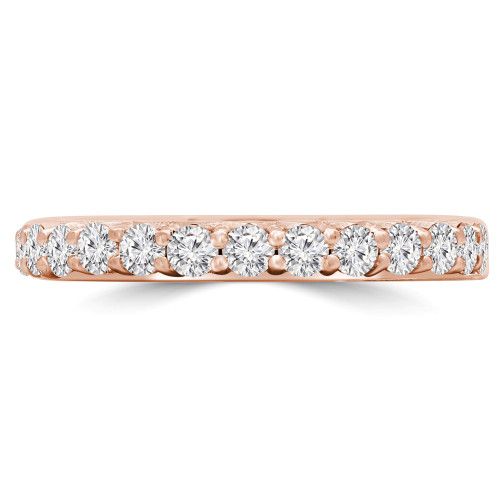 3/4 CTW Round Lab Created Diamond  3/4 Way Shared Double Prong Semi-Eternity Anniversary Wedding Band Ring in 14K Rose Gold (MD250060)