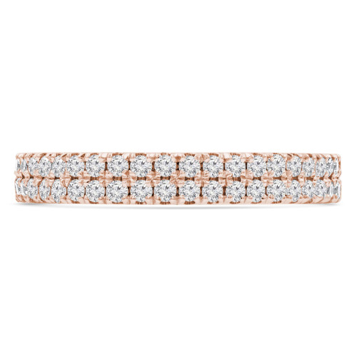 1/2 CTW Round Lab Created Diamond  3/4 Way Two-row Semi-Eternity Anniversary Wedding Band Ring in 14K Rose Gold (MD250065)