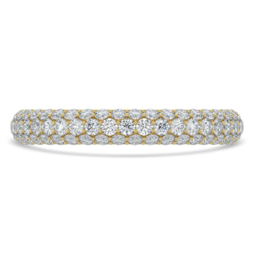 2/3 CTW Round Lab Created Diamond  3/4 Way Three-row Semi-Eternity Anniversary Wedding Band Ring in 14K Yellow Gold (MD250072)