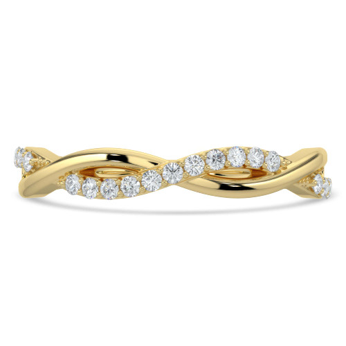 1/8 CTW Round Lab Created Diamond  Twisted Semi-Eternity Anniversary Wedding Band Ring in 14K Yellow Gold (MD250081)